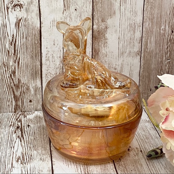 Vintage Accents Vintage Marigold Carnival Glass Scottie Dog Candy